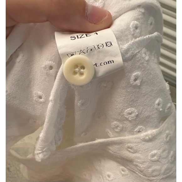 White Eyelet Shirt Labo Art Made in Italy Cotton Button Down Top - Picture 3 of 5